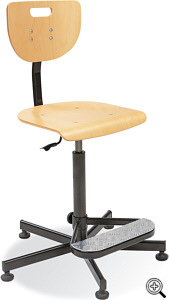 Krzesło warsztatowe Werek Footbase, ze sklejki,  z podstawką na stopy