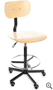 Krzesło warsztatowe Prymat, podstawa metalowa, z pierścieniem na stopy