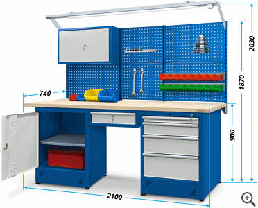 Wymiary stou warsztatowego 2100mm z nadbudow