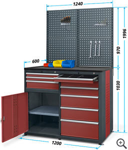 Wymiary szafki warsztatowej, podwjnej z nadbudow